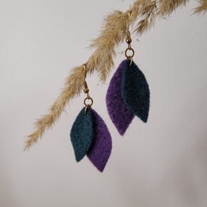 Hajnallevelek aromafülbevaló - lila, petrolzöld, Ékszer, Fülbevaló, Lógó fülbevaló, Ékszerkészítés, MESKA