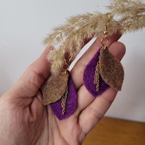 Napfénylevelek aromafülbevaló - lila, barna - ékszer - fülbevaló - lógó fülbevaló - Meska.hu