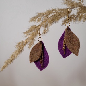 Napfénylevelek aromafülbevaló - lila, barna, Ékszer, Fülbevaló, Lógó fülbevaló, Ékszerkészítés, MESKA