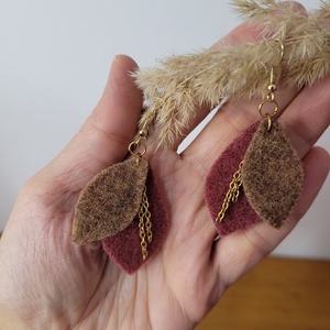 Napfénylevelek aromafülbevaló - lazac, barna - ékszer - fülbevaló - lógó fülbevaló - Meska.hu