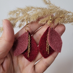 Napfénylevelek aromafülbevaló - bordó, lazac - ékszer - fülbevaló - lógó fülbevaló - Meska.hu