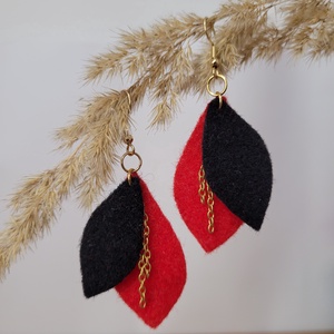 Napfénylevelek aromafülbevaló - piros, fekete, Ékszer, Fülbevaló, Lógó fülbevaló, Ékszerkészítés, MESKA
