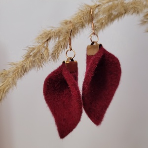 Tündérlevél aromafülbevaló- bordó -rozéarany, Ékszer, Fülbevaló, Lógó fülbevaló, Ékszerkészítés, MESKA