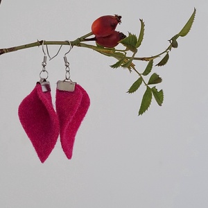 Tündérlevél aromafülbevaló - magenta, rózsaszín, ezüst  - Meska.hu