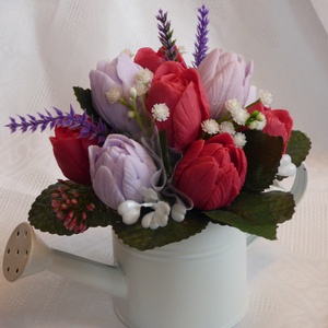 Piros tulipán csokor - otthon & lakás - dekoráció - virágdísz és tartó - virágbox, virágdoboz - Meska.hu
