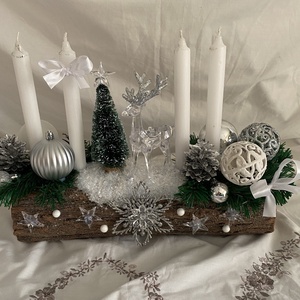 Adventi karácsonyi rénszarvas koszorú asztaldísz  - karácsony - adventi díszek - adventi asztaldísz - Meska.hu