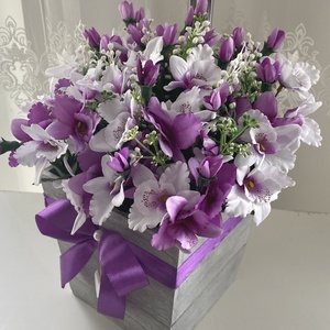 Lila Orchidea XL csokor,virágbox , virágdoboz, asztaldísz - otthon & életmód - dekoráció - virágdísz és tartó - virágbox, virágdoboz - Meska.hu