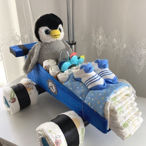 Pingvin autó pelenkatorta, 2-5 kg pelenkatorony, babaváró csomag - Meska.hu