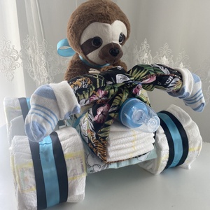 Lajhár Quad   autó pelenkatorta, 2-5 kg pelenkatorony, babaváró csomag - játék & sport - Meska.hu