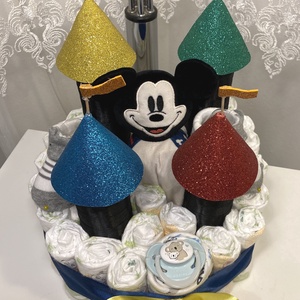 Vár, erőd  Mickey pelenkatorta, 2-5 kg pelenkatorony, babaváró csomag - játék & sport - babalátogató ajándékcsomag - Meska.hu