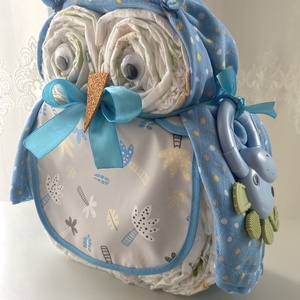 Bagoly Pelenkatorta 3-6 kg, pelenkatorony, babaváró csomag - játék & sport - babalátogató ajándékcsomag - Meska.hu
