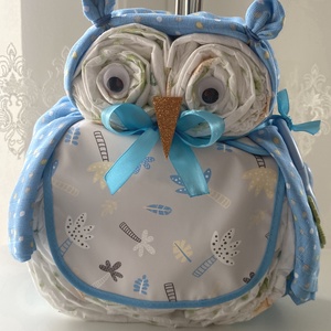 Bagoly Pelenkatorta 3-6 kg, pelenkatorony, babaváró csomag - játék & sport - babalátogató ajándékcsomag - Meska.hu