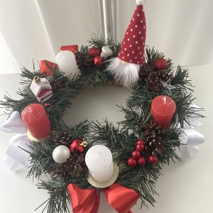 Karácsonyi  manó klasszikus koszorú, asztaldísz  - karácsony - adventi díszek - adventi koszorú - Meska.hu