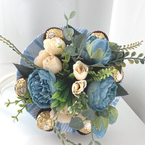 Kék Örökcsokor édességgel, virág csokor - otthon & életmód - dekoráció - Meska.hu