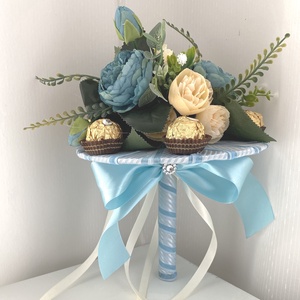 Kék Örökcsokor édességgel, virág csokor - otthon & életmód - dekoráció - Meska.hu