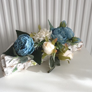 Kék rózsa kéreg fahasáb asztaldísz - otthon & életmód - dekoráció - asztal és polc dekoráció - asztaldísz - Meska.hu