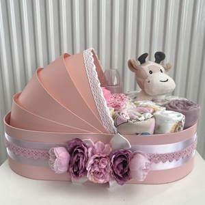 Kis boci bölcső pelenkatorta, 2-5 kg pelenkatorony, babaváró csomag - baba - mama - pelenkázó, babafürdető kellékek - pelenkatorta - Meska.hu