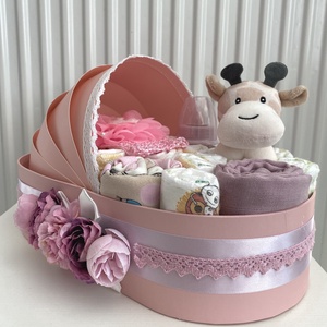 Kis boci bölcső pelenkatorta, 2-5 kg pelenkatorony, babaváró csomag - baba - mama - pelenkázó, babafürdető kellékek - pelenkatorta - Meska.hu