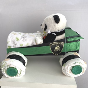 Lamborghini  autó pelenkatorta, 2-5 kg pelenkatorony, babaváró csomag - játék & sport - babalátogató ajándékcsomag - Meska.hu