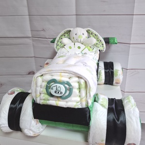 Lamborghini nyuszi  autó pelenkatorta, 2-5 kg pelenkatorony, babaváró csomag - játék & sport - babalátogató ajándékcsomag - Meska.hu