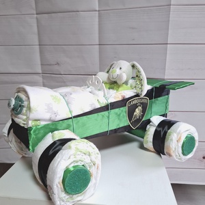 Lamborghini nyuszi  autó pelenkatorta, 2-5 kg pelenkatorony, babaváró csomag, Játék & Sport, Babalátogató ajándékcsomag, Mindenmás, MESKA