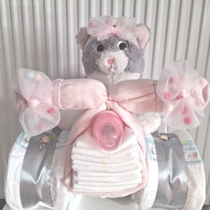 Kis cicás  Quad   autó pelenkatorta, 2-5 kg pelenkatorony, babaváró csomag, kelengye - játék & sport - babalátogató ajándékcsomag - Meska.hu