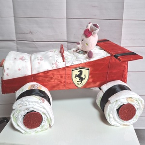 Ferrari autó pelenkatorta, 2-5 kg pelenkatorony, babaváró csomag - játék & sport - babalátogató ajándékcsomag - Meska.hu