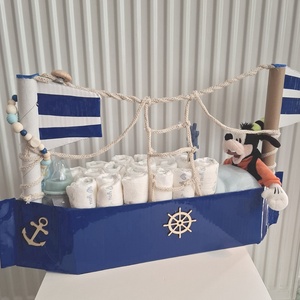 Hajós Gofi kutya matróz XL pelenkatorta, 2-5 kg pelenkatorony, babaváró csomag - játék & sport - babalátogató ajándékcsomag - Meska.hu