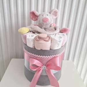 Egérke pelenkatorta, 2-5 kg pelenkatorony, babaváró csomag - játék & sport - babalátogató ajándékcsomag - Meska.hu
