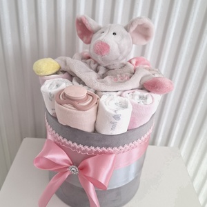 Egérke pelenkatorta, 2-5 kg pelenkatorony, babaváró csomag - játék & sport - babalátogató ajándékcsomag - Meska.hu