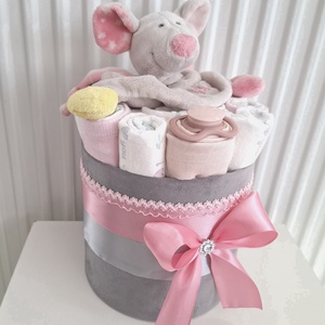 Egérke pelenkatorta, 2-5 kg pelenkatorony, babaváró csomag - játék & sport - babalátogató ajándékcsomag - Meska.hu