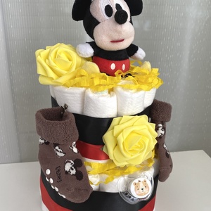 Mickey egér Pelenkatorta , 2-5 kg pelenkatorony, babaváró csomag - játék & sport - babalátogató ajándékcsomag - Meska.hu