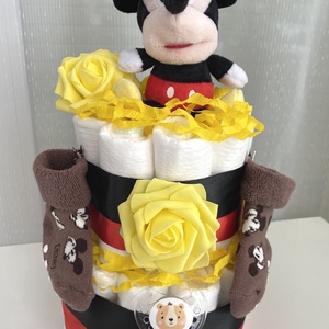 Mickey egér Pelenkatorta , 2-5 kg pelenkatorony, babaváró csomag - játék & sport - babalátogató ajándékcsomag - Meska.hu
