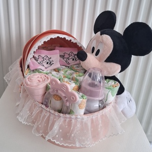 Mickey bölcső pelenkatorta  3-6 kg pelenkatorony, babaváró csomag , kelengye - játék & sport - babalátogató ajándékcsomag - Meska.hu