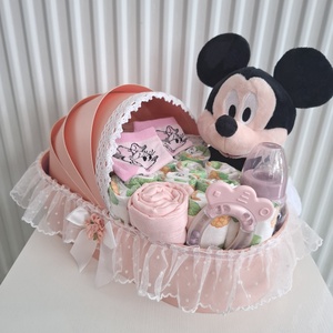 Mickey bölcső pelenkatorta  3-6 kg pelenkatorony, babaváró csomag , kelengye - játék & sport - babalátogató ajándékcsomag - Meska.hu
