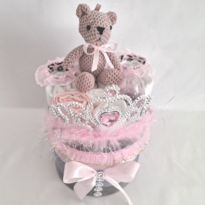 Hercegnő maci babaváró pelenkatorta 4-8 kg pelenkatorony, babaváró csomag - játék & sport - babalátogató ajándékcsomag - Meska.hu