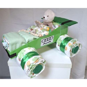 Audi autó pelenkatorta, 3-6kg pelenkatorony, babaváró csomag - játék & sport - babalátogató ajándékcsomag - Meska.hu