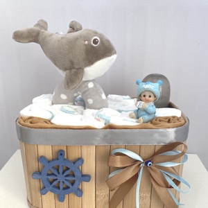 Kis cápa baba box, pelenkatorta, 3-6kg pelenkatorony, babaváró csomag, Játék & Sport, Babalátogató ajándékcsomag, Mindenmás, MESKA
