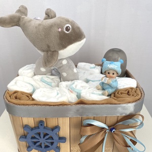 Delfin baba box, pelenkatorta, 3-6kg pelenkatorony, babaváró csomag, kelengye - játék & sport - babalátogató ajándékcsomag - Meska.hu