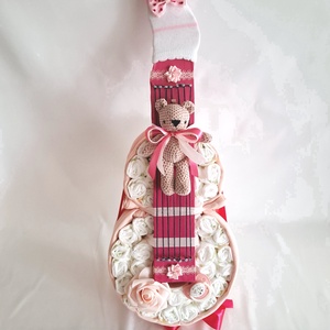 Gitár pelenkatorta, 2-5kg pelenkatorony, babaváró csomag - játék & sport - babalátogató ajándékcsomag - Meska.hu