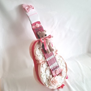 Gitár pelenkatorta, 2-5kg pelenkatorony, babaváró csomag - játék & sport - babalátogató ajándékcsomag - Meska.hu