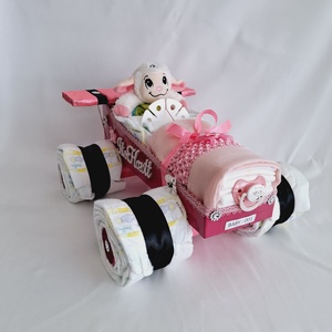 Bárányka autó pelenkatorony, 2-5 kg pelenkatorony, babaváró csomag, kelengye - játék & sport - babalátogató ajándékcsomag - Meska.hu