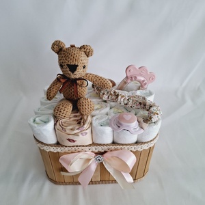 Mackó cumilánccal pelenkatorony, pelenkatorta babaváró csomag 2-5kg - játék & sport - Meska.hu