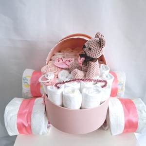 Maci babakocsi pelenkatorta 4-8kg, pelenkatorony, babaváró csomag - játék & sport - babalátogató ajándékcsomag - Meska.hu