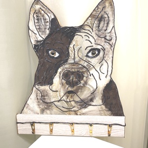 Bulldog  kulcstartó  falidísz, dekoráció - otthon & életmód - dekoráció - fali és függő dekoráció - fali kulcstartó - Meska.hu