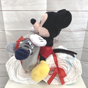 Mickey motoros pelenkatorta, 2-5 kg pelenkatorony, babaváró csomag - játék & sport - babalátogató ajándékcsomag - Meska.hu