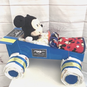 Mustang  Mickey autó pelenkato,2-5 kg pelenkatorony, babaváró csomag - játék & sport - babalátogató ajándékcsomag - Meska.hu