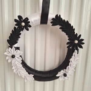 Harmónia kanzashi falidísz, kopogtató, ajtódísz, falikép  , Otthon & Életmód, Dekoráció, Ajtó- és ablak dekoráció, Ajtódísz & Kopogtató, Virágkötés, MESKA
