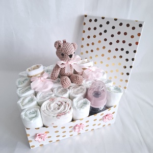 Maci baba box,  pelenkatorta 4-8 kg, pelenka doboz, babaváró csomag - játék & sport - babalátogató ajándékcsomag - Meska.hu