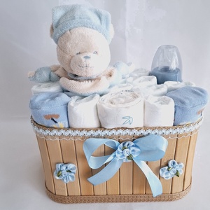 Kis mackó baba box, pelenkatorta, 4-8kg pelenkatorony, babaváró csomag - Meska.hu